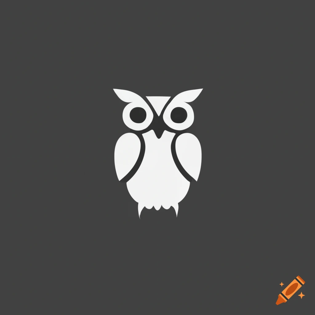 minimalist black and white owl logo