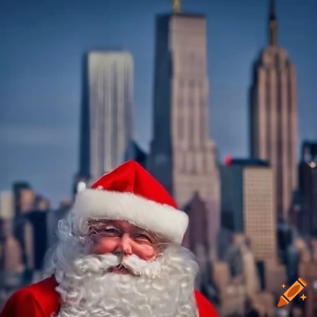 Santa claus with new york city skyline