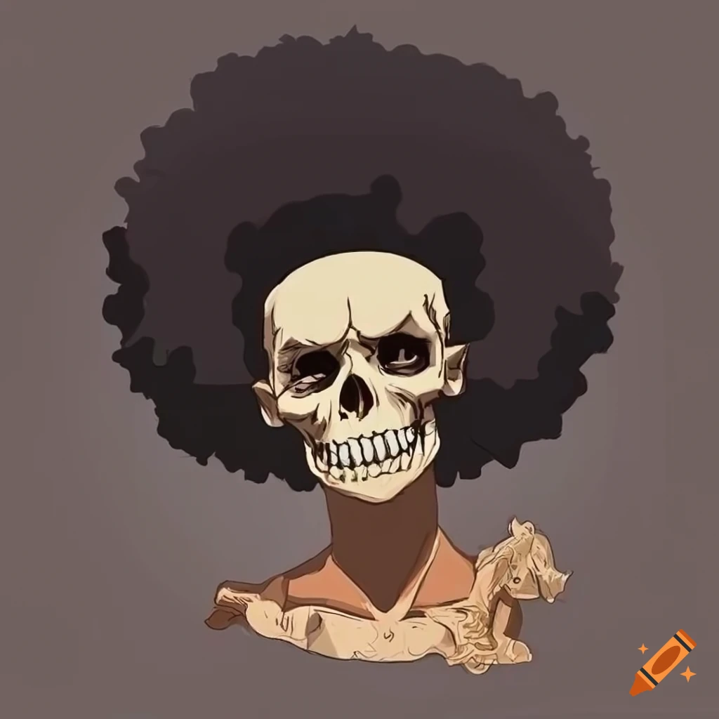 Skull with afro in boondocks style