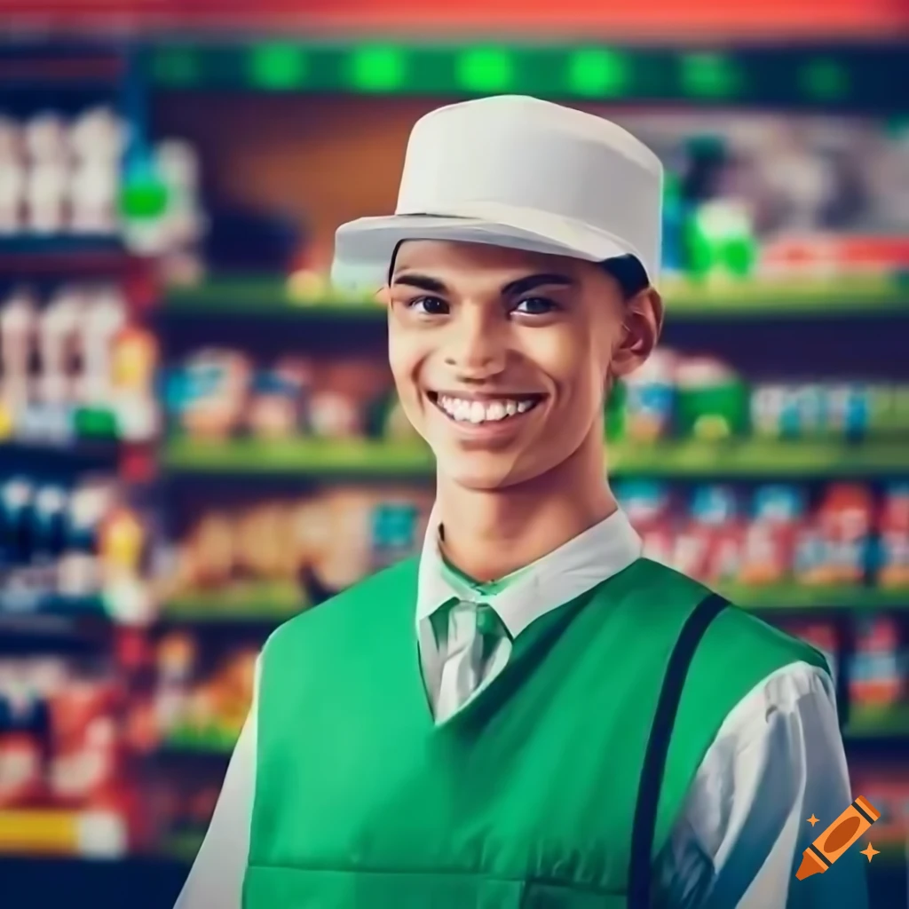 smiling young adult male at a convenience store