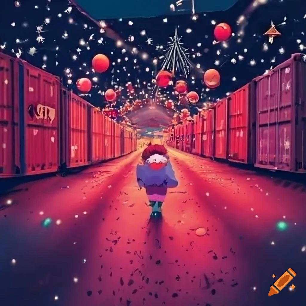 Studio Ghibli film poster with Christmas Market theme