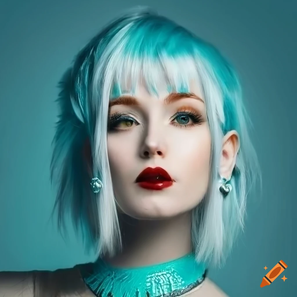 Portrait of a young noble woman with turquoise make-up