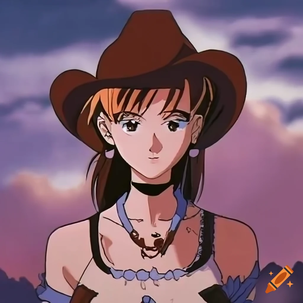 anime girl with cowboy hat