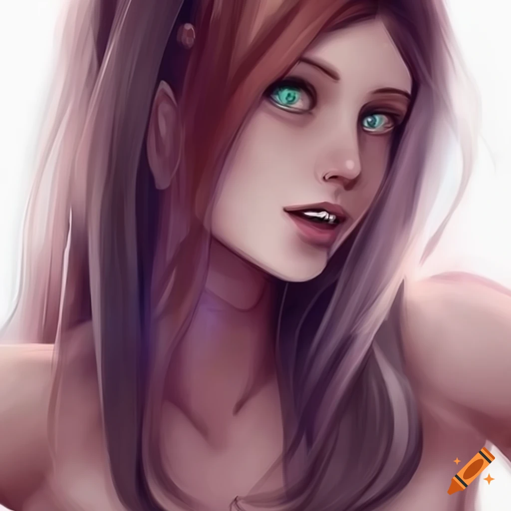 digital art of a mesmerizing android with long hair