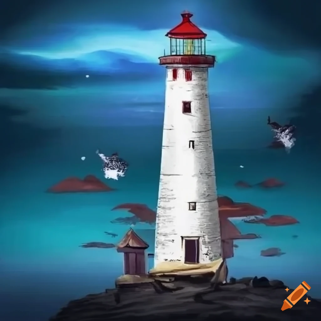 hand-drawn lighthouse against a backdrop