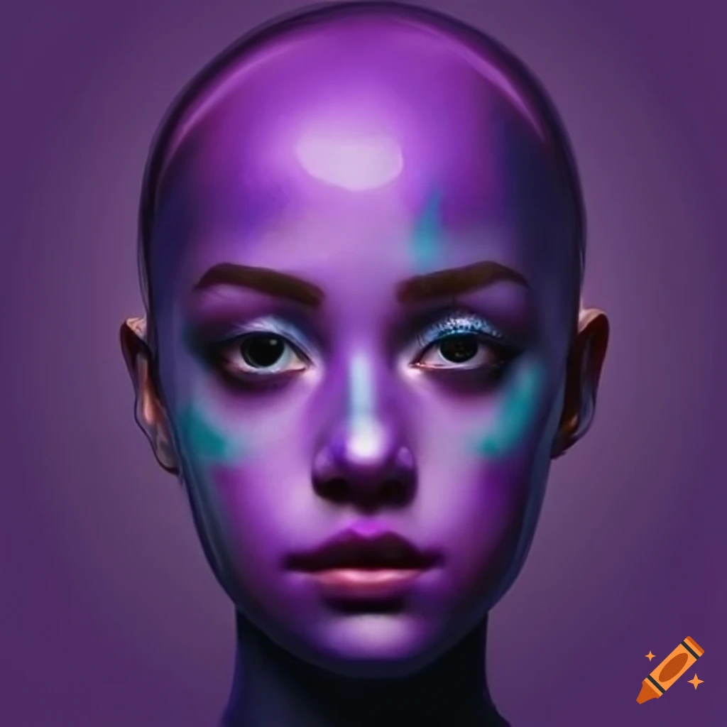 Portrait of a girl with purple skin