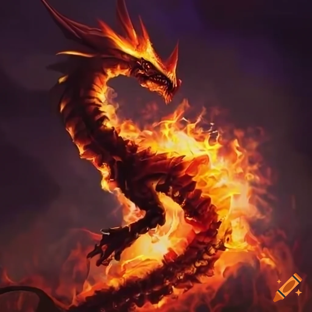 Image of a dark dragon breathing fire