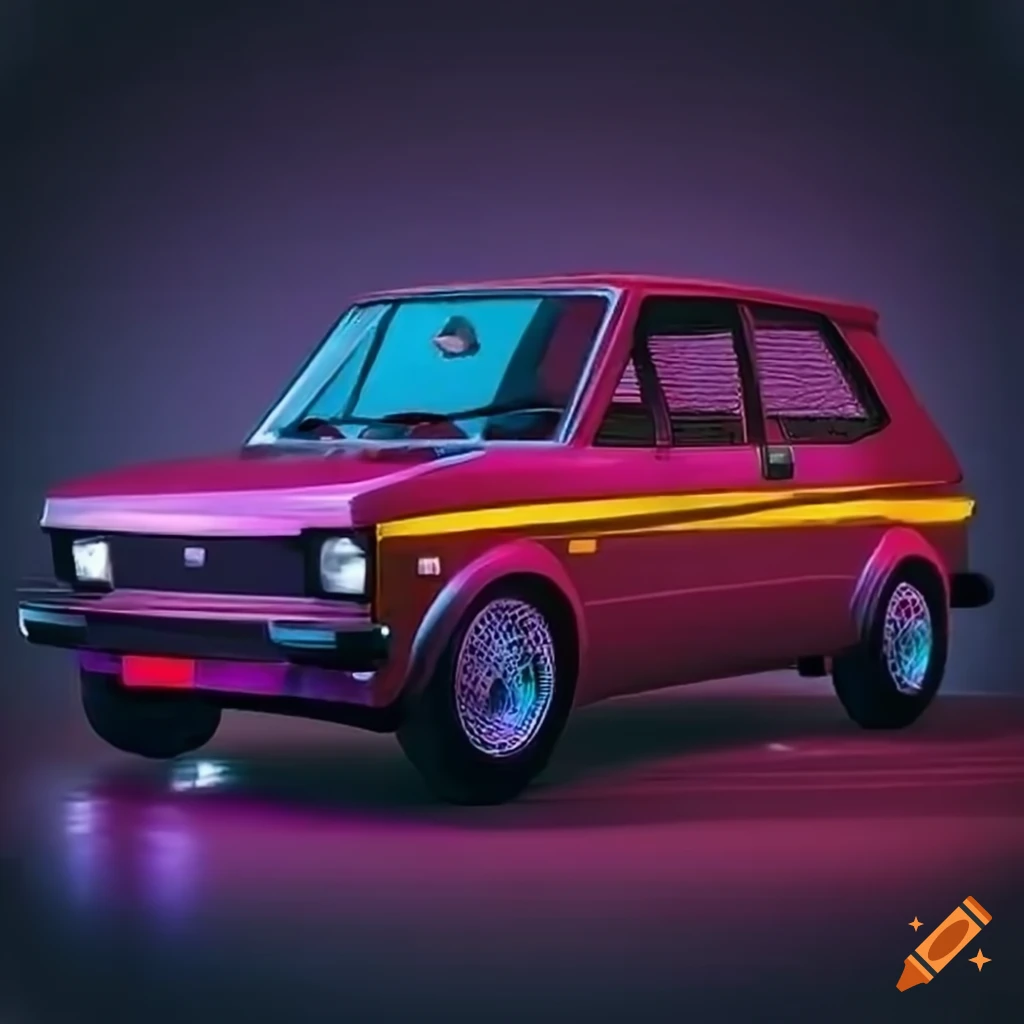 Retro cyberpunk car with square headlights