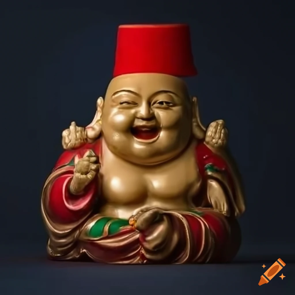 Laughing Buddha Statue Wearing A Fez Laughing Buddha Statue Wearing A Fez