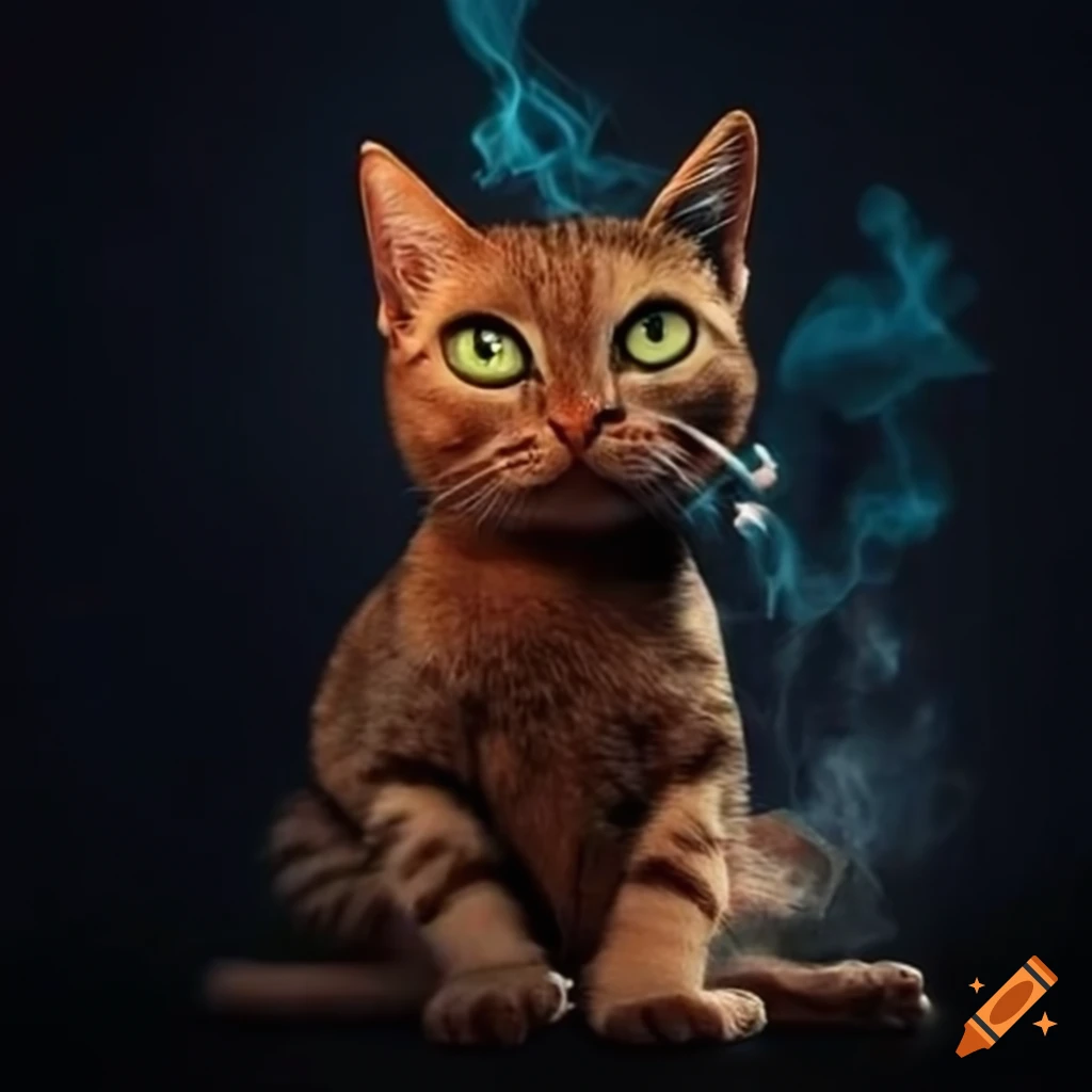 Humorous depiction of cats with cigarettes