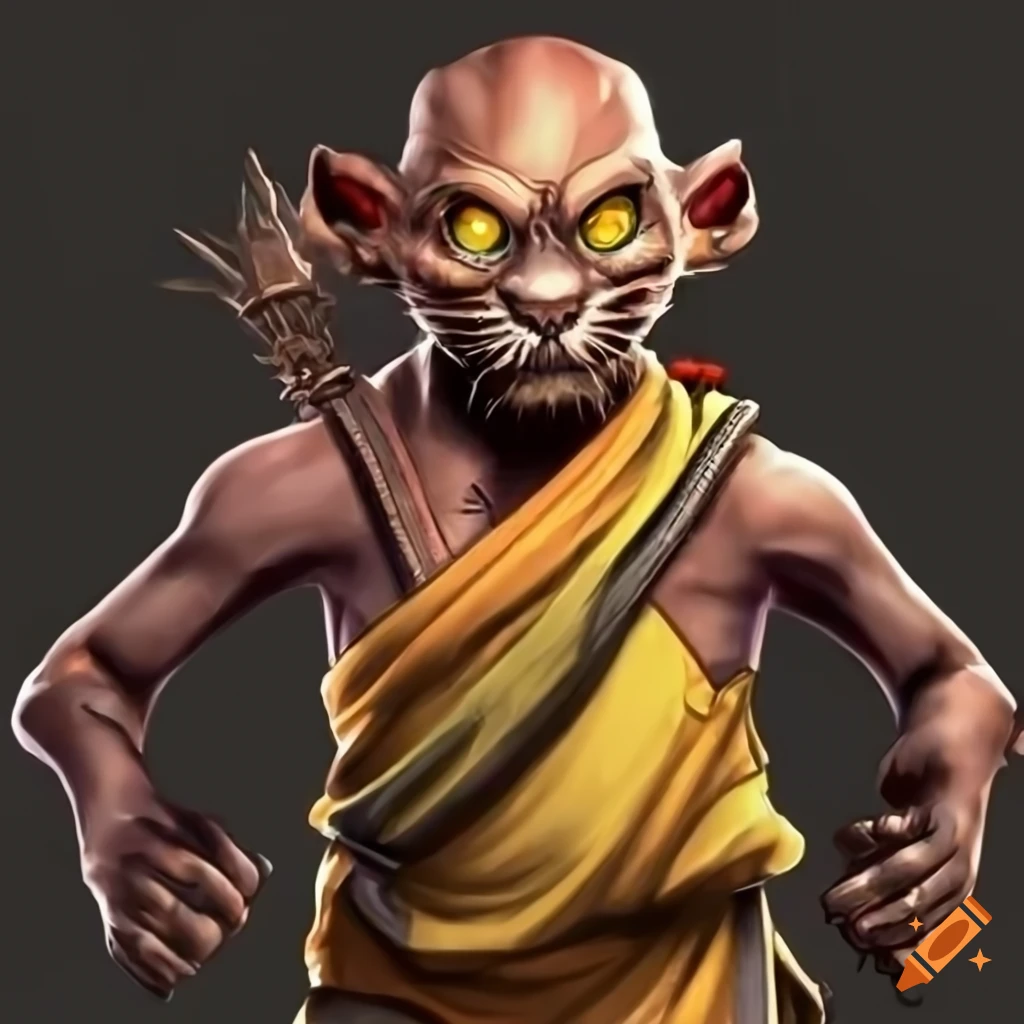artwork of a Siamese Tabaxi monk