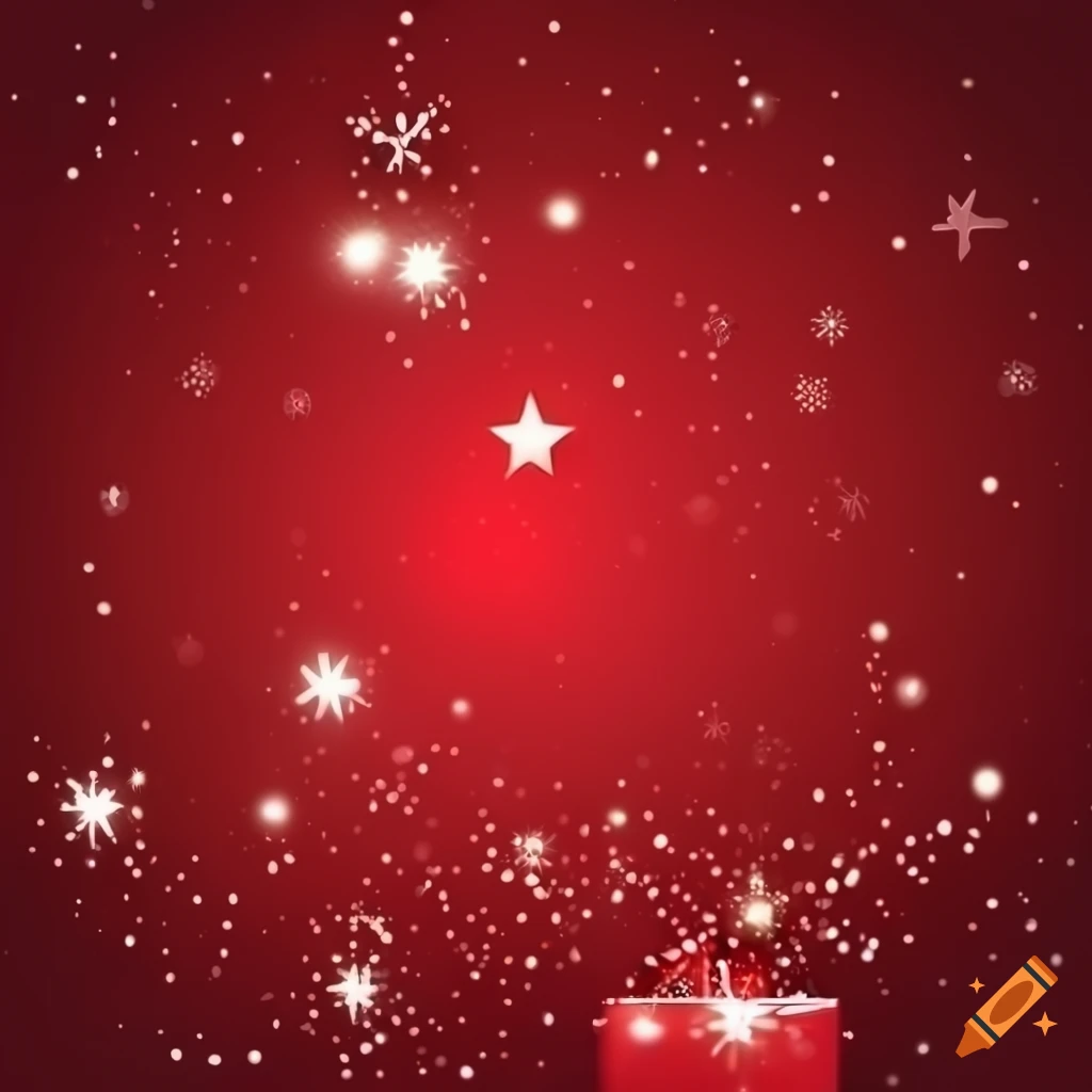 Red minimalist holiday background with sparkles