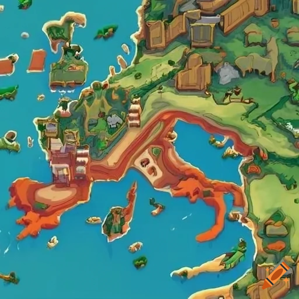 Detailed map of a pokemon region inspired by italy