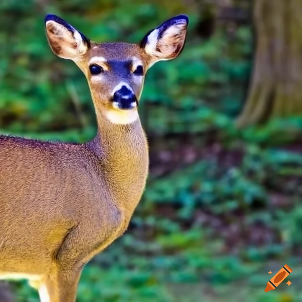 Deer standing on two legs