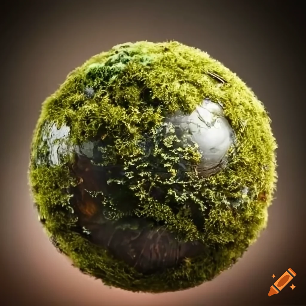 Victorian gazing ball covered in moss on Craiyon