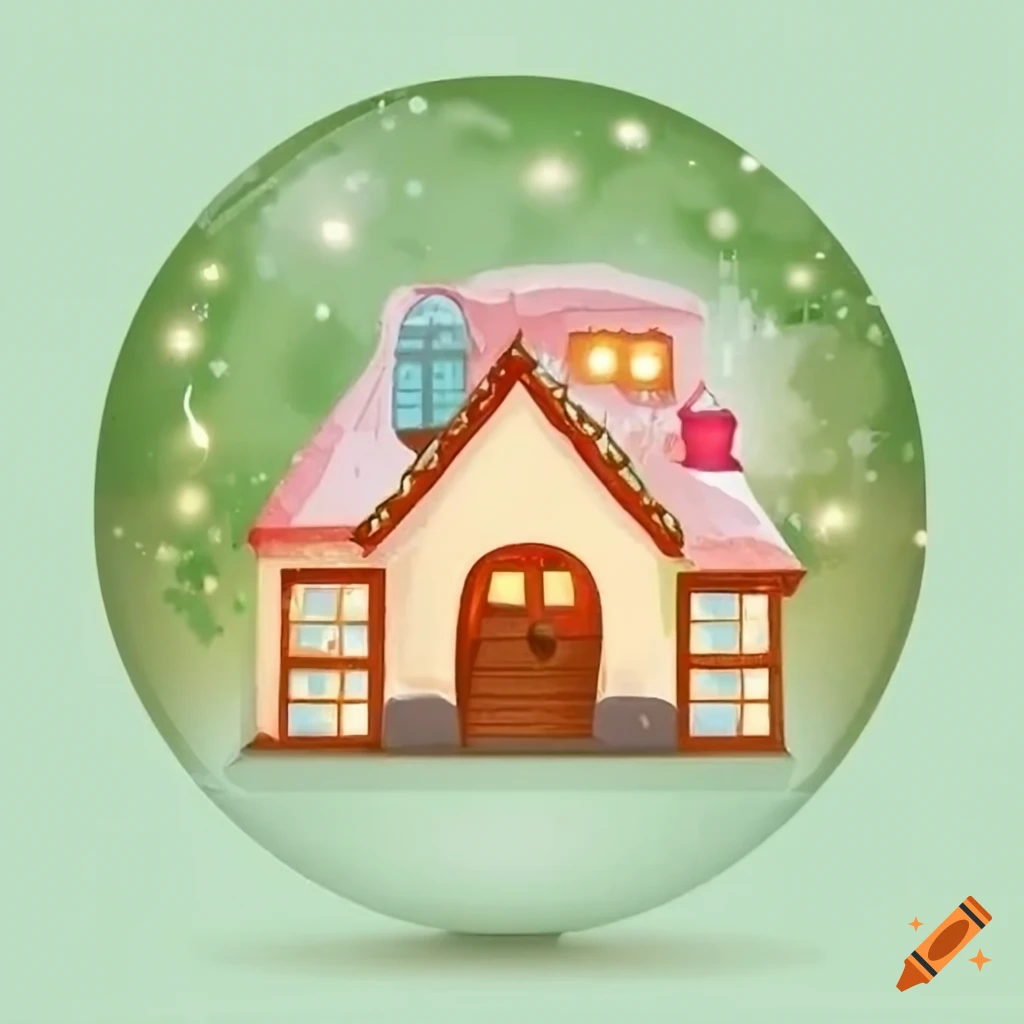 festive greeting card with a house in an ornament