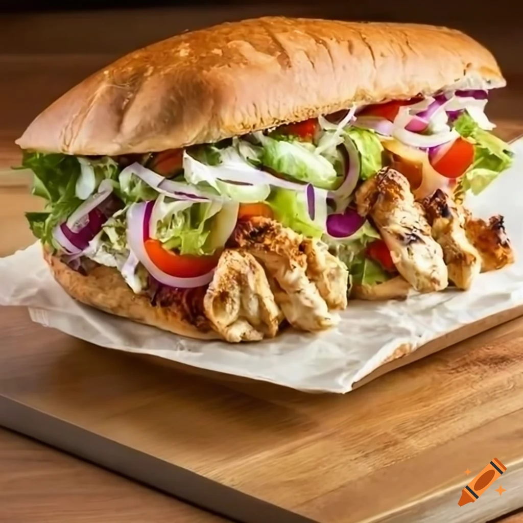 delicious chicken shawarma sub sandwich