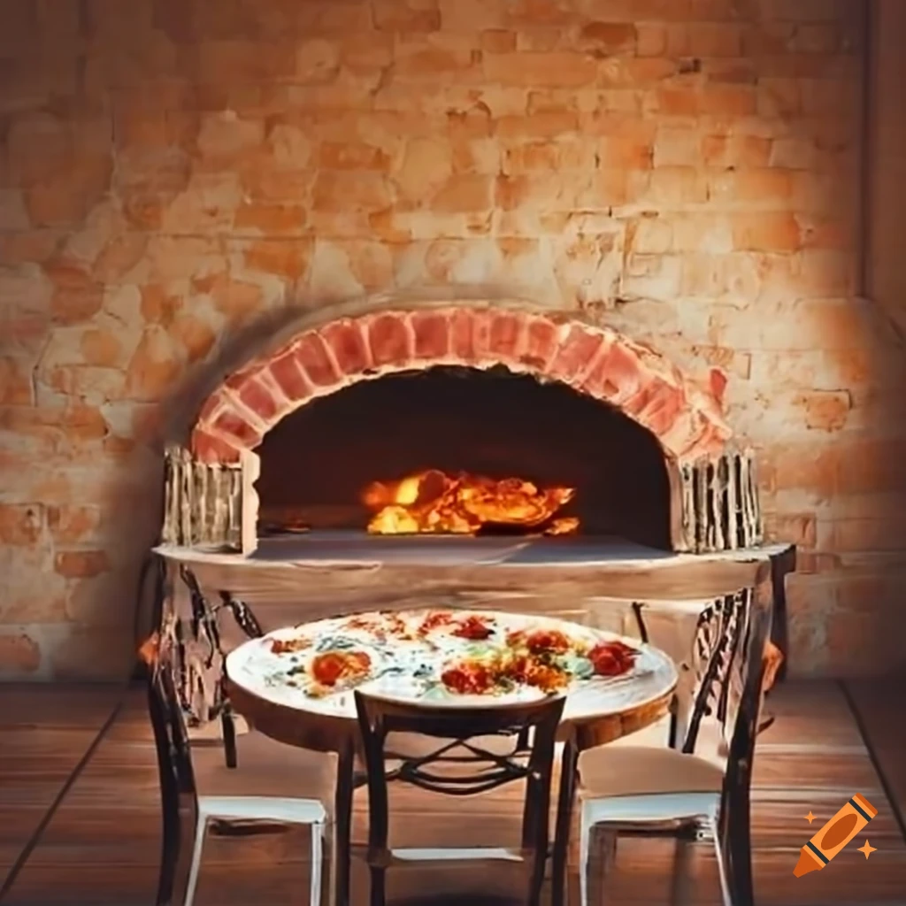 Outdoor dining setup with mediterraneanstyle table and pizza oven