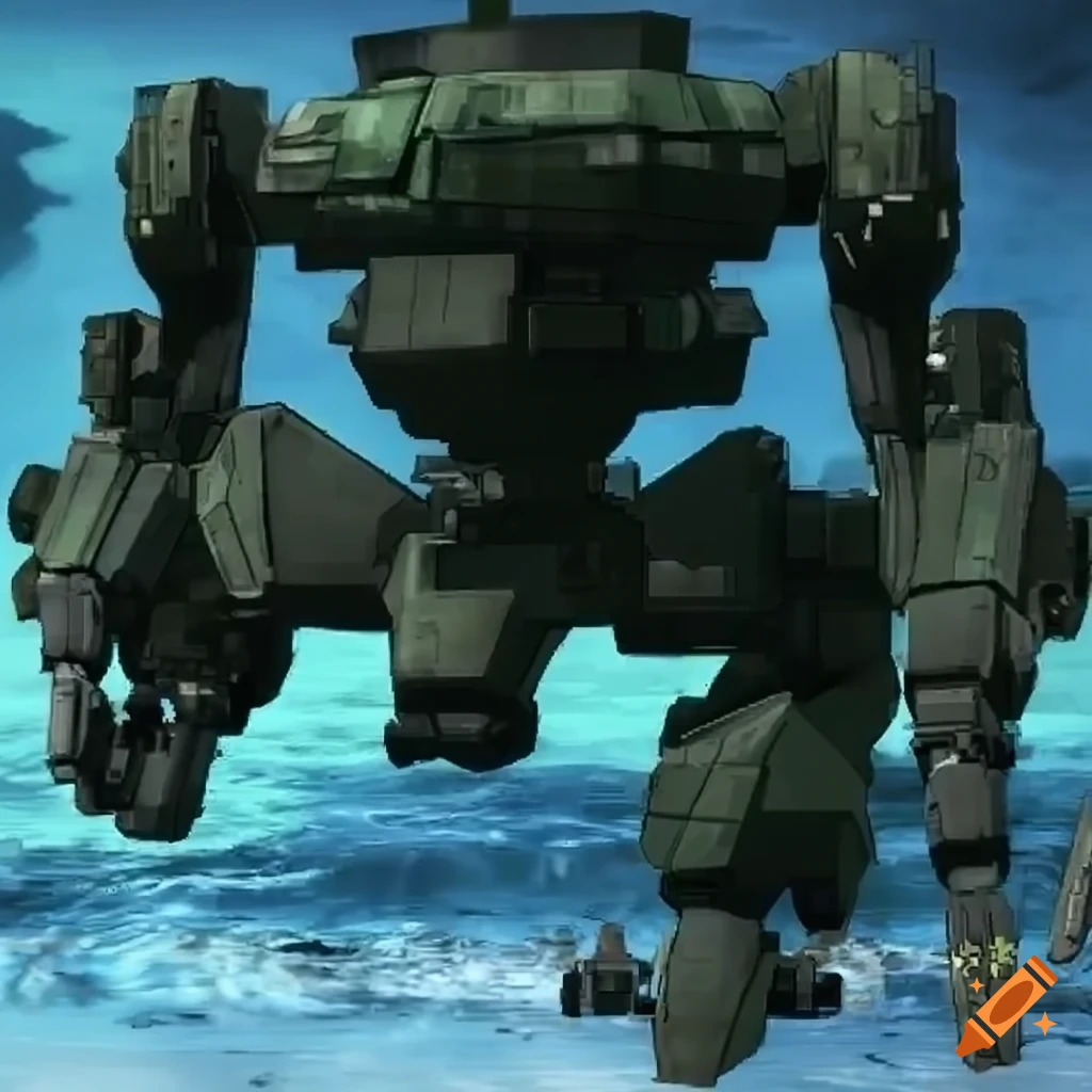 aquatic mech with boat-like design and radar antenna