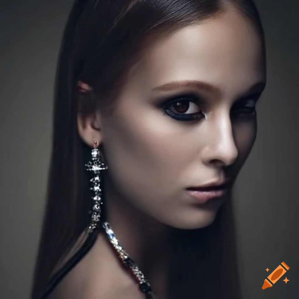 portrait of a beautiful model with wavy brown hair