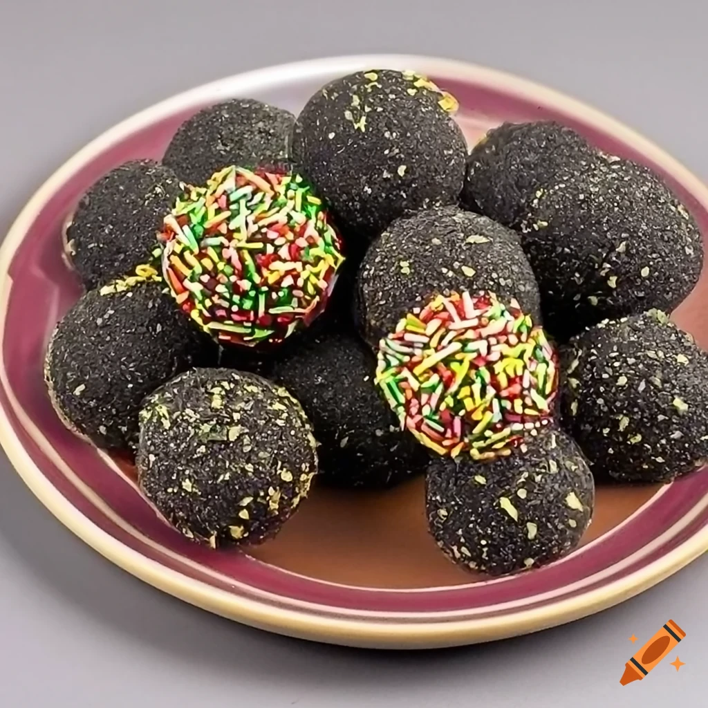 Plate of colorful homemade rum balls