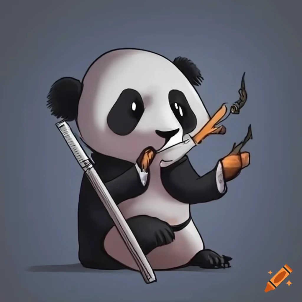 panda in a suit smoking