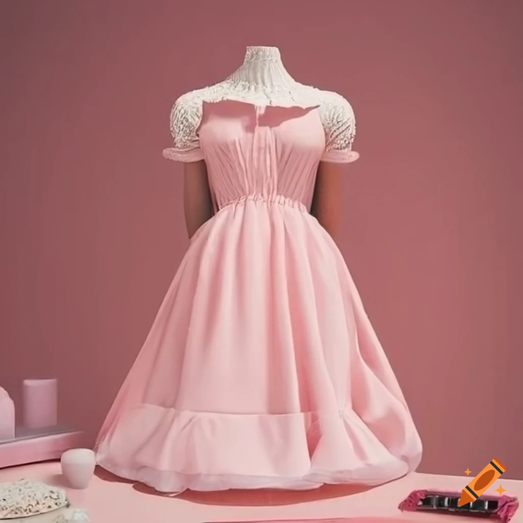 Light Pink Aesthetic Dress With Vintage