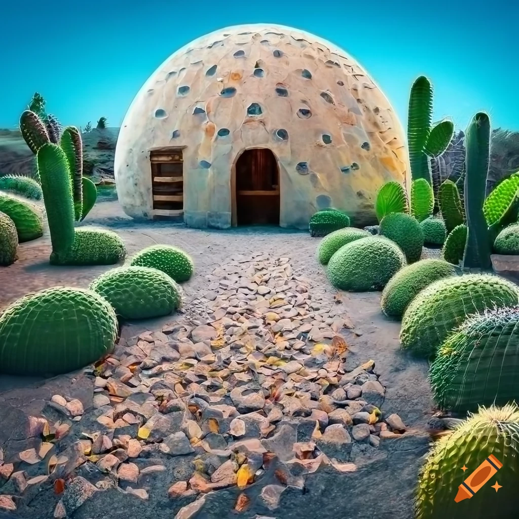 dome dwelling oasis in a desert