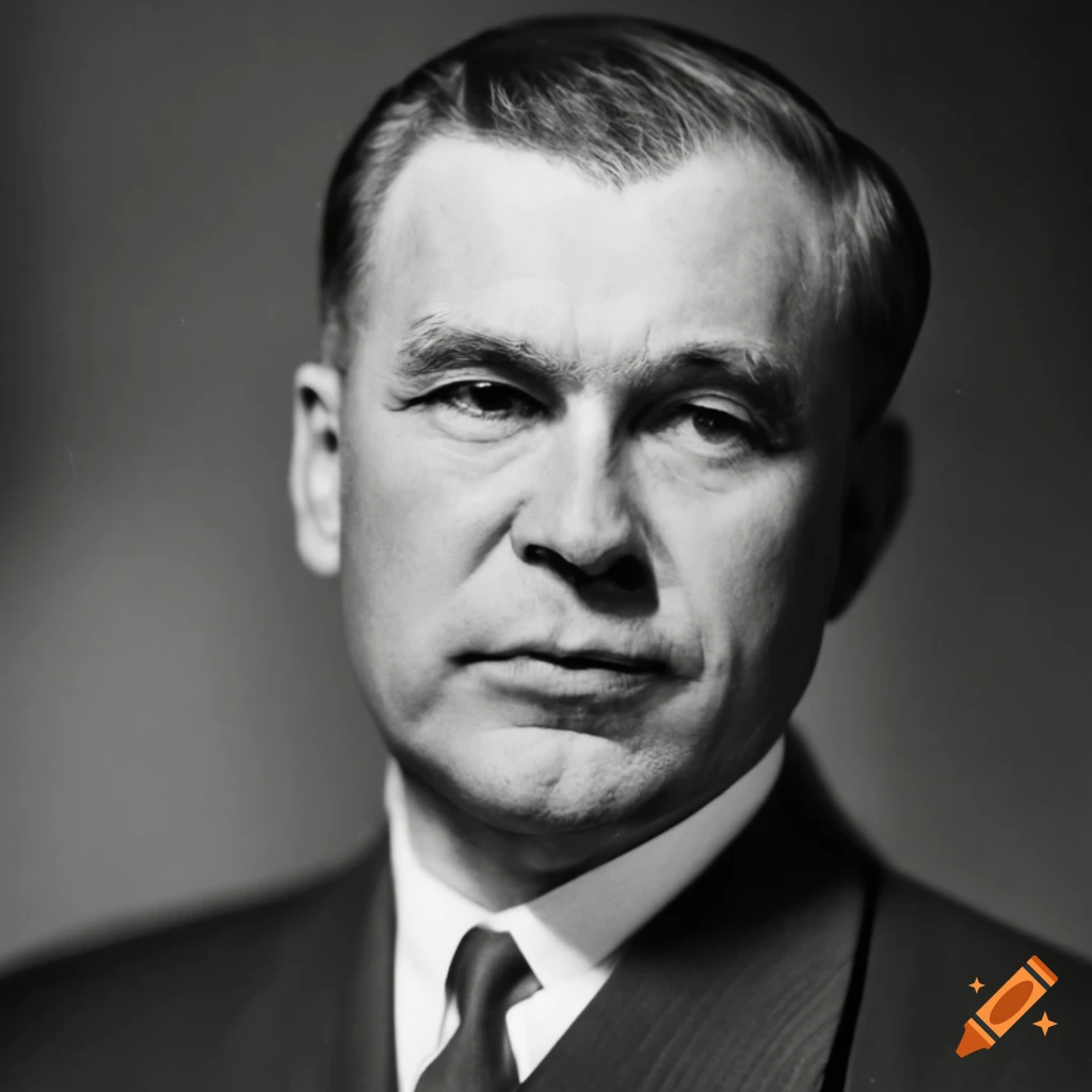 portrait of a Slavic democratic president in the 1960s