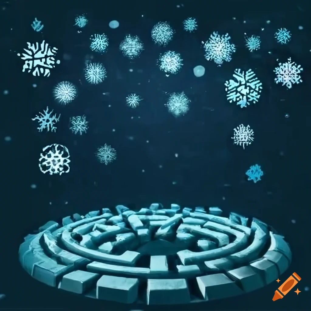 tabletop maze with giant snowflakes