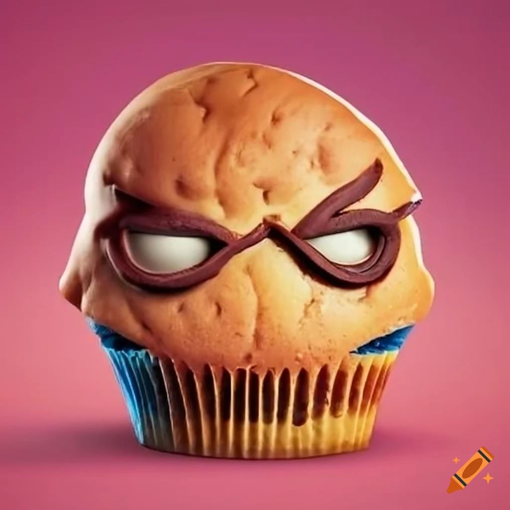 Muffin shaped like a superhero on Craiyon