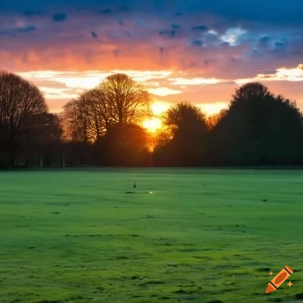 Sunset at knighton park in leicester, england