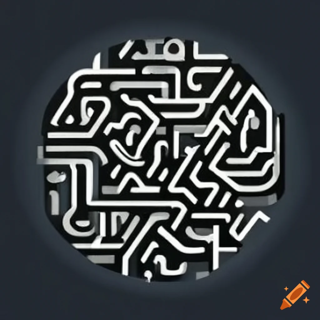 Black and white abstract painting of a maze crowd on Craiyon