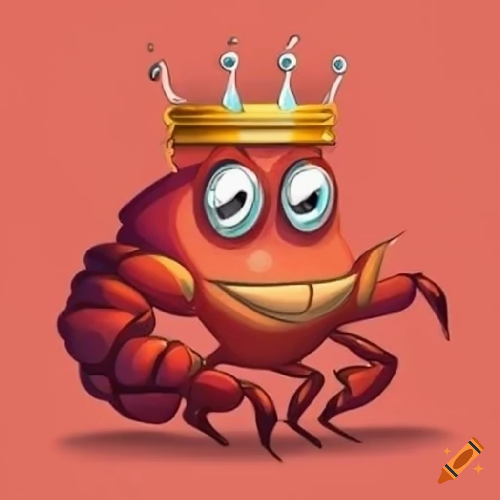 Cartoon profile picture of a crab king on Craiyon