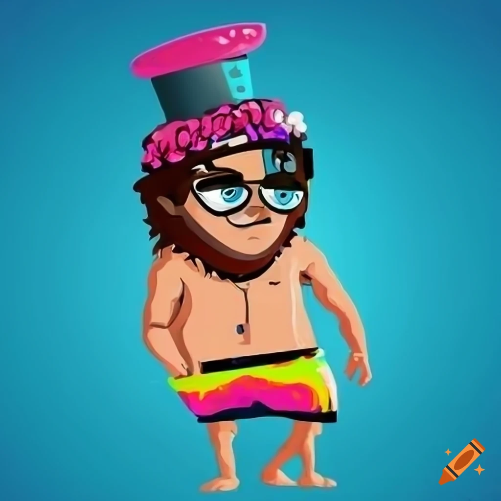 colorful NFT artwork of a beach bum character