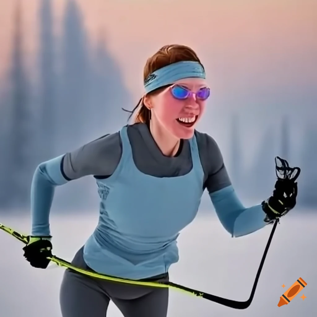 Woman doing crosscountry skiing at isar river