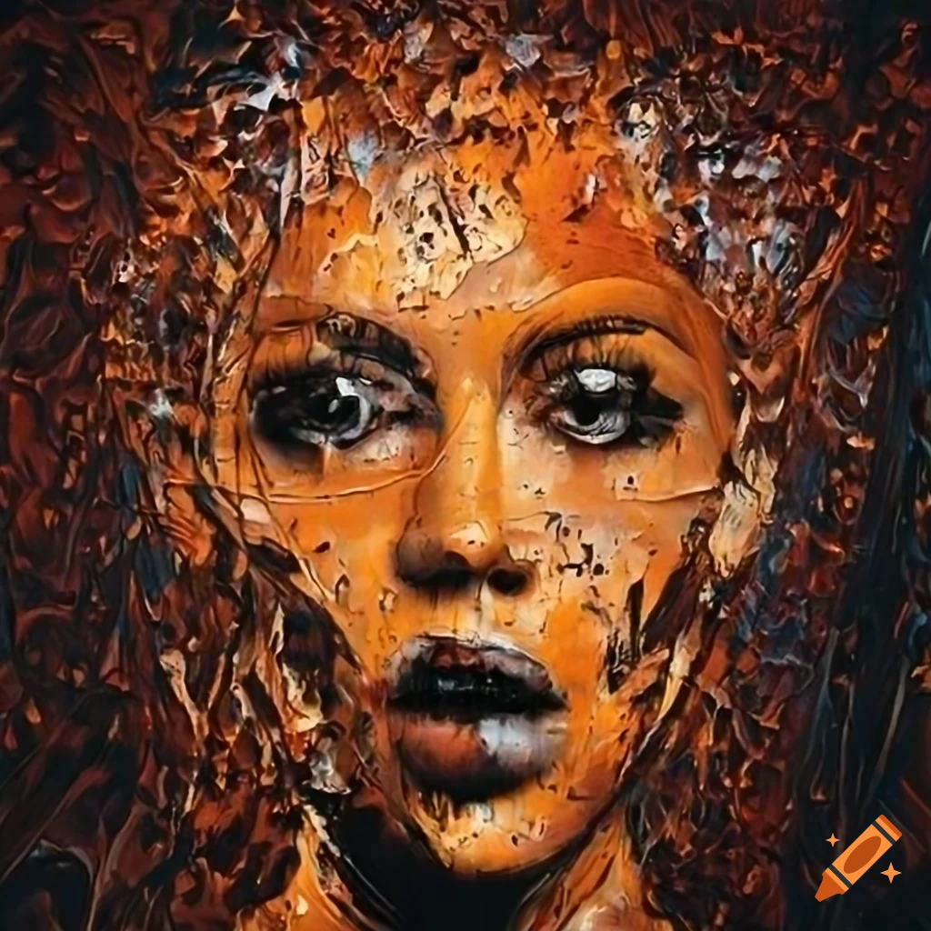 Abstract knife painting of a face on water