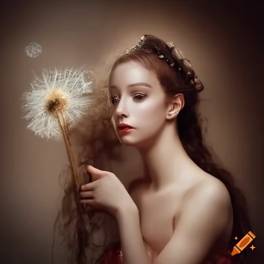 artistic portrayal of a dancer with a dandelion skirt