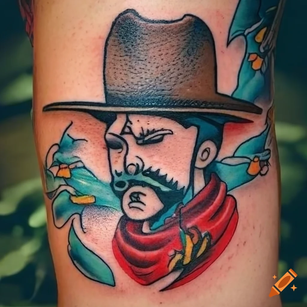 American traditional cowboy tattoo design on Craiyon