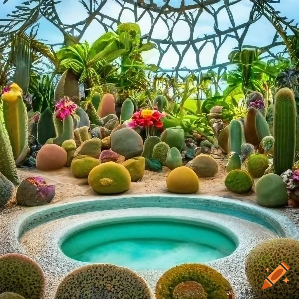 dome dwelling oasis in a desert