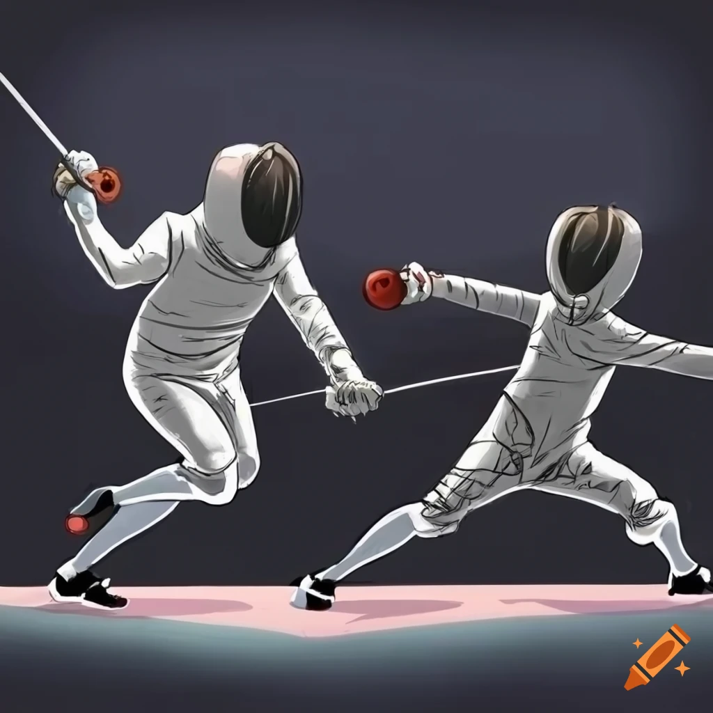 desenho de dois homens lutando esgrima