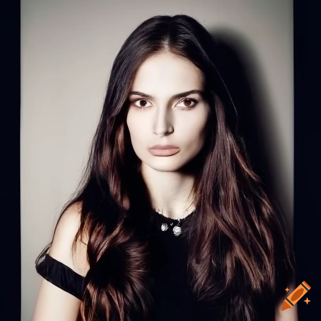 portrait of a beautiful model with wavy brown hair