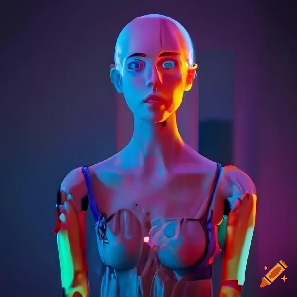 digital art of a mesmerizing glass android