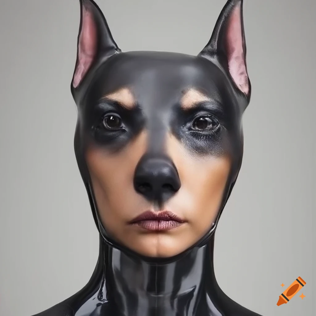 Latex Doberman Head Mask With Kendall Jenner S Face