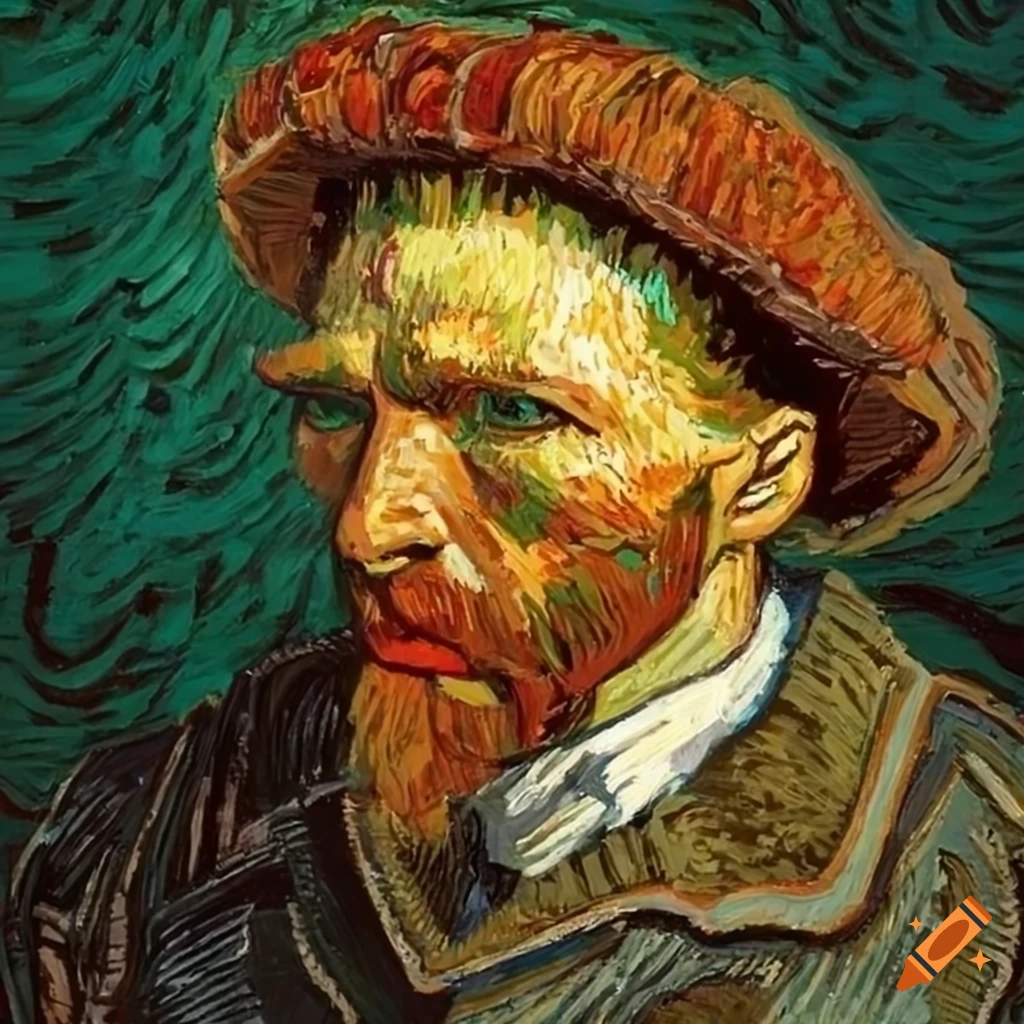 Portrait of a brontosaurus in van gogh style