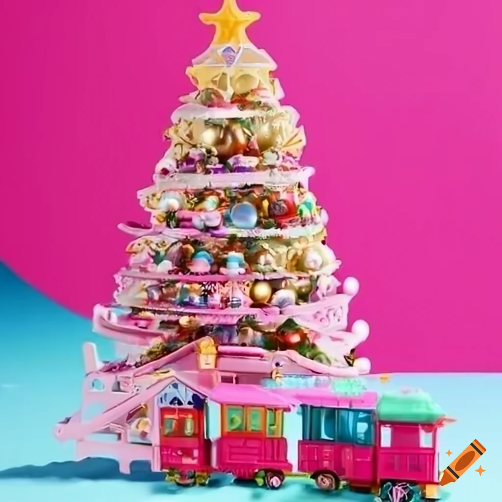 Barbie train set for Christmas tree with Barbie dolls inside