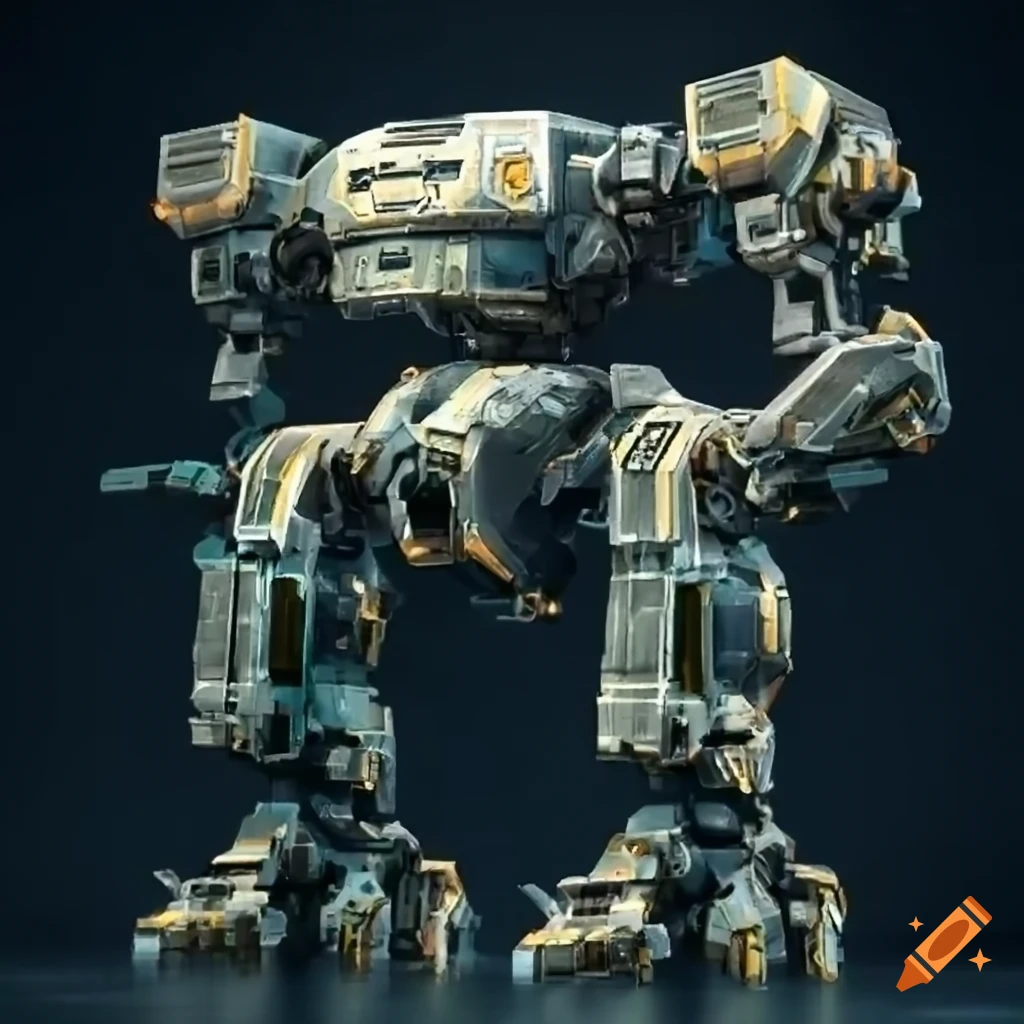 aquatic mech with boat-like features and radar antenna