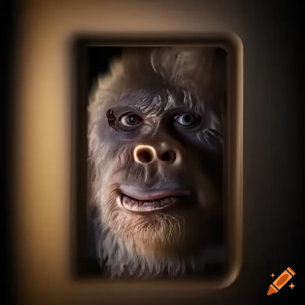 realistic depiction of Bigfoot captured on doorbell camera