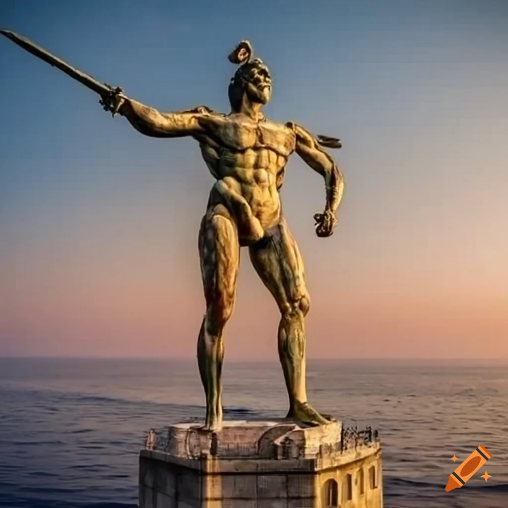 impressive sculpture of the colossus of Rhodes