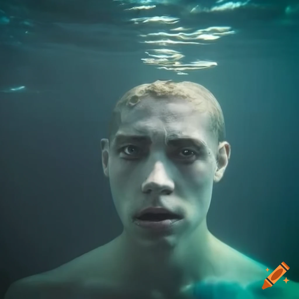 Man's face submerged in water on Craiyon